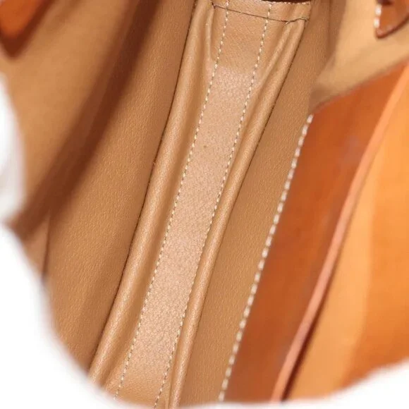 Authentic CELINE Macadam Canvas Shoulder Bag PVC Leather Brown Gold - Picture 3 of 16